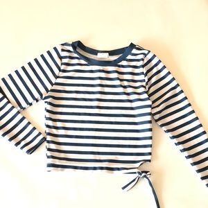 Feather 4 Arrow Ocean Love Blue and White Striped Rash Top - Girls 14